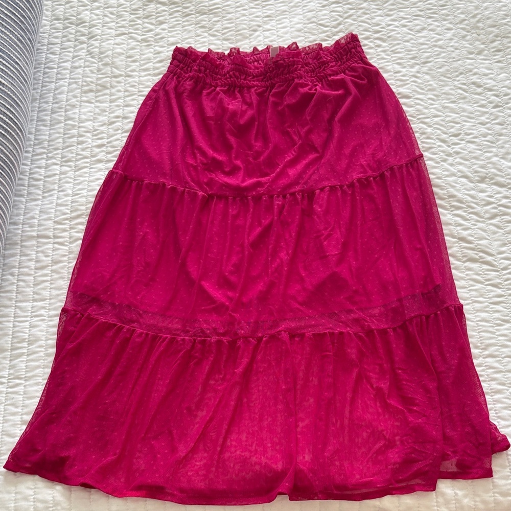LC Lauren Conrad Fuchsia Midi Skirt